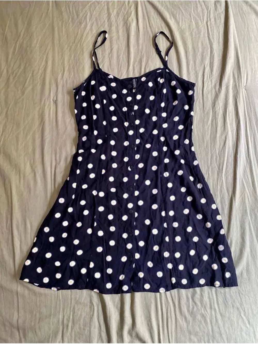 Sleeveless Navy Polka Dot Mini Dress